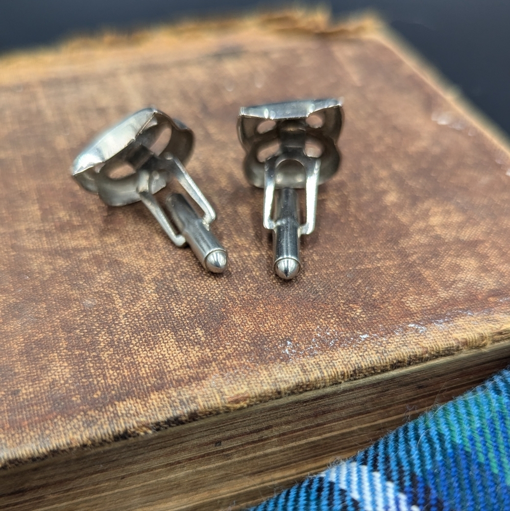 Silver Tone Theatre Mask Cuff Links - Picture 2 of 2